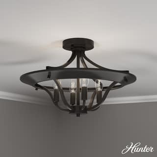 Hunter Perch Point Noble 4-Light Flush Mount Ceiling Light - Rustic, Transitional, Mountain, Modern