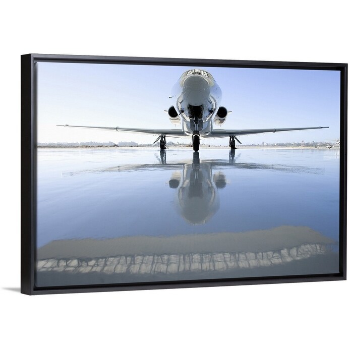 Shop Aeroplane On The Runway Reflection On The Ground Black Float Frame Canvas Art Overstock 25516580