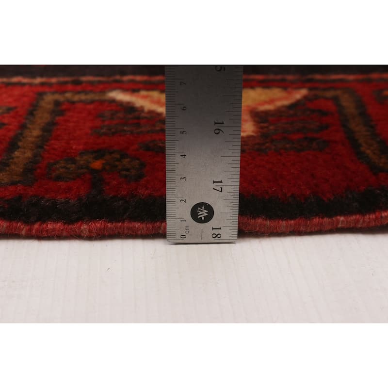Andelz Navy, Red Rug 3'10" x 13'4" - 3'10 x 13'4