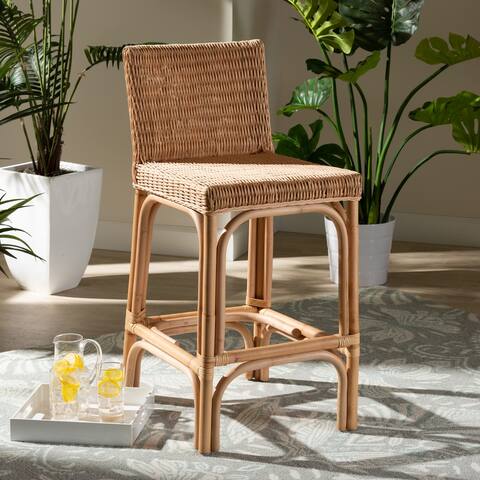 Athena Modern and Contemporary Natural Finished Rattan Counter Stool