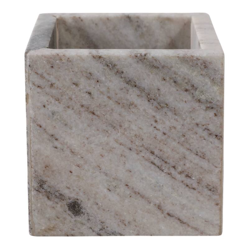Marble Stone Storage Sculpted Design and Sleek Vertical Grooves - 4.0"
