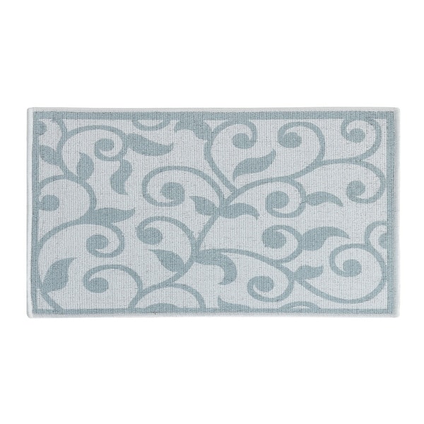 Sussexhome Non-Skid Thin Area Rugs for Laundry Room, Entryway, Bathroom and Kitchen - 20 x 31 Inches Floor Mat - Geometric-Gray&Teal