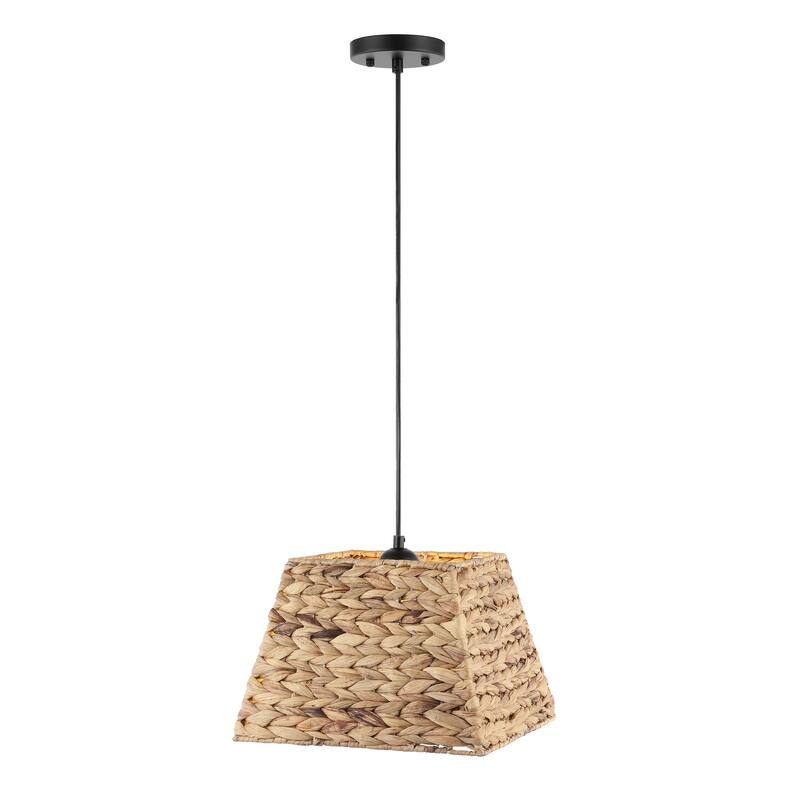 WINGBO Farmhouse Cube Chandelier Natural Material Hand-Woven Hanging Lamp - N/A