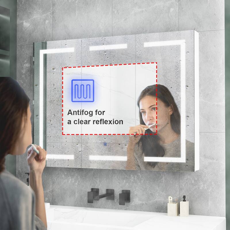 Mirror Medicine Cabinet with Lights Mirrored Cabinet Bathroom Bedroom - 47.2X35.4Inch