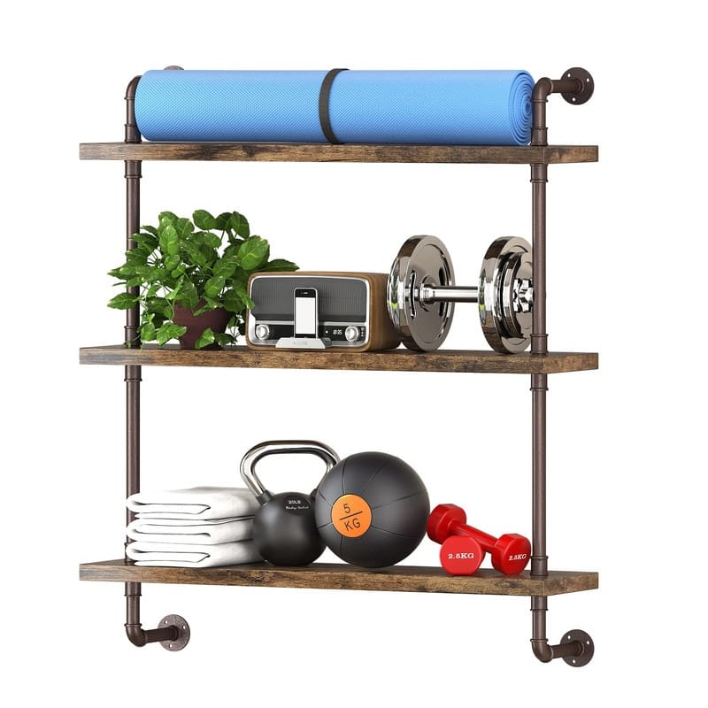 3 Tier Industrial Pipe Shelf - 7.87"D x 32"W x 36.6"H