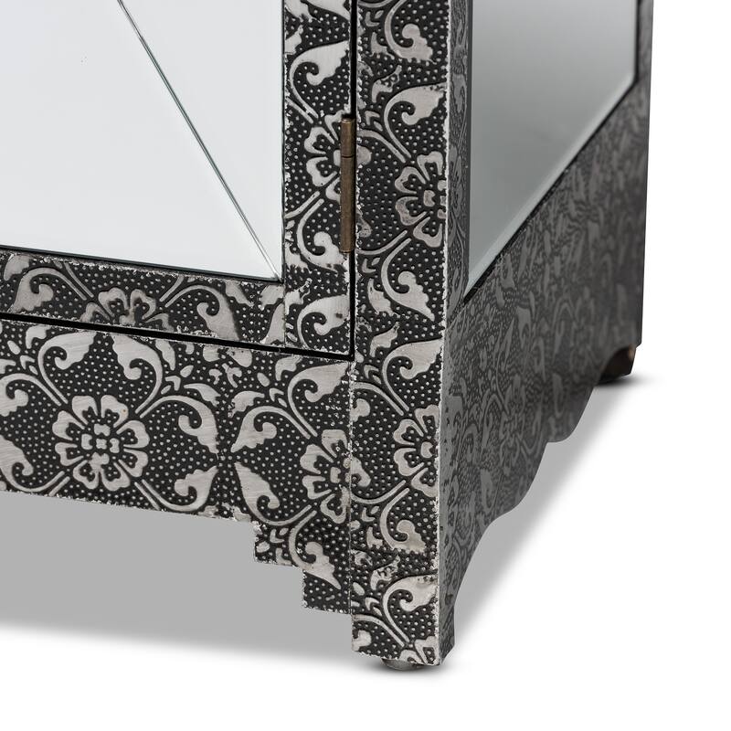 Wycliff Glam Silver Finished Metal & Mirrored Glass Sideboard/ Buffet