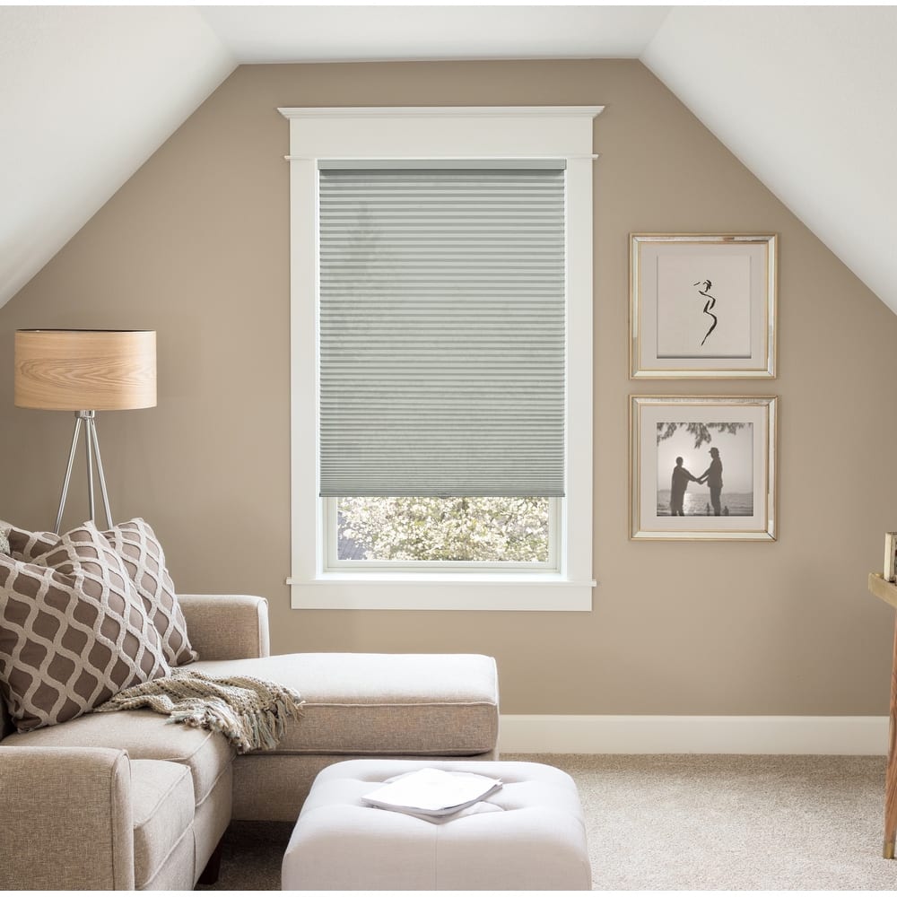 BlindsAvenue Custom 3/4" Pleat, Cordless Cellular Shades, Color Cool Grey, Light Filtering Fabric