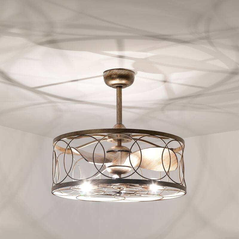 Aglae 25 Inch Antique Silver Finish Modern-Contemporary Style Ceiling Lighted Fandelier with Remote
