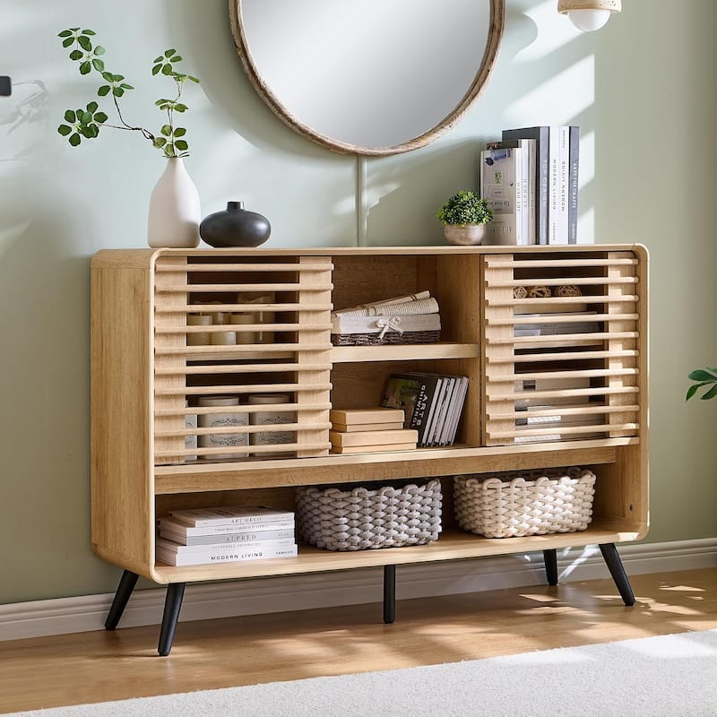 Mid Century Modern 46" Entryway Table, Console Table, Wood Sofa Table - Natural Oak