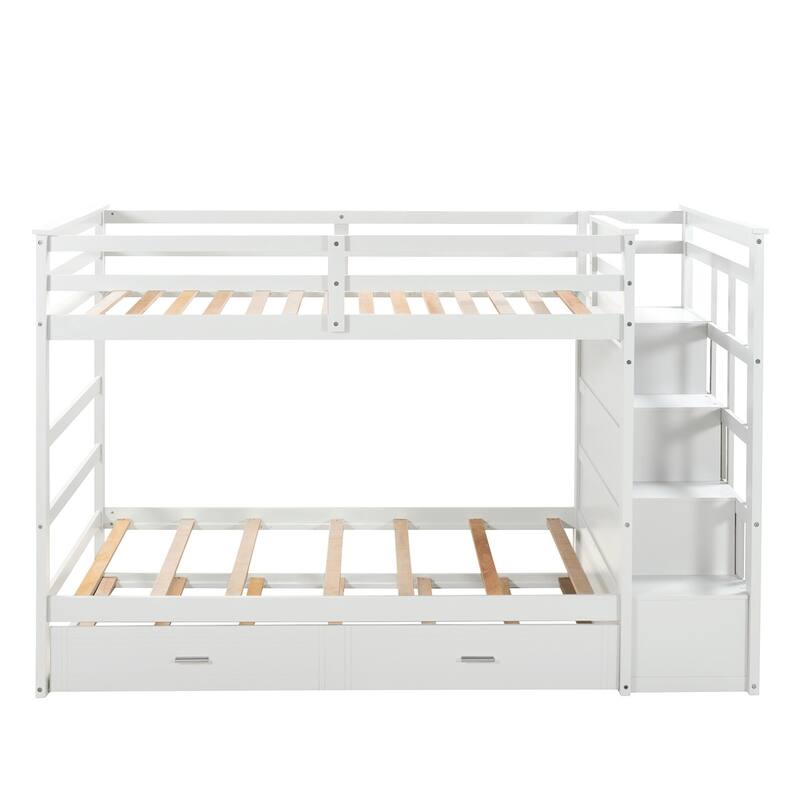 Harper & Bright Designs Bunk Bed with Trundle and Staircase