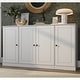 preview thumbnail 55 of 70, 100% Solid Wood 65" Sideboard with Clear, Frosted Glass or Solid Wood Doors by Palace Imports White - Solid