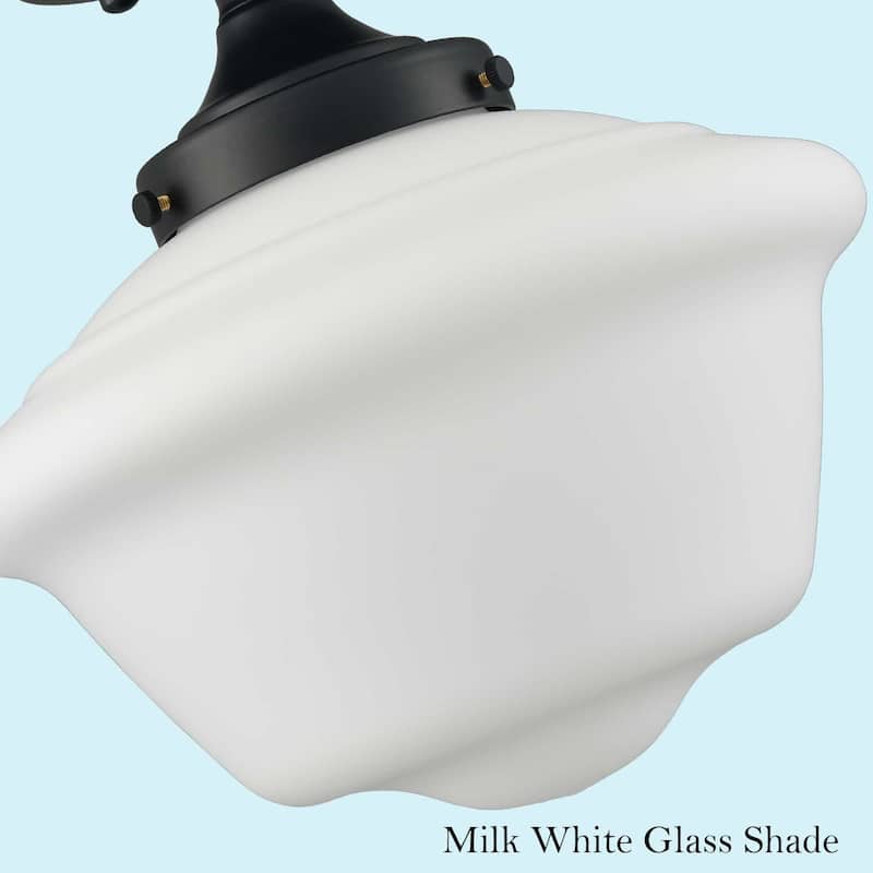 Kavala Schoolhouse Ceiling Light Fixture with Milk Glass Shade