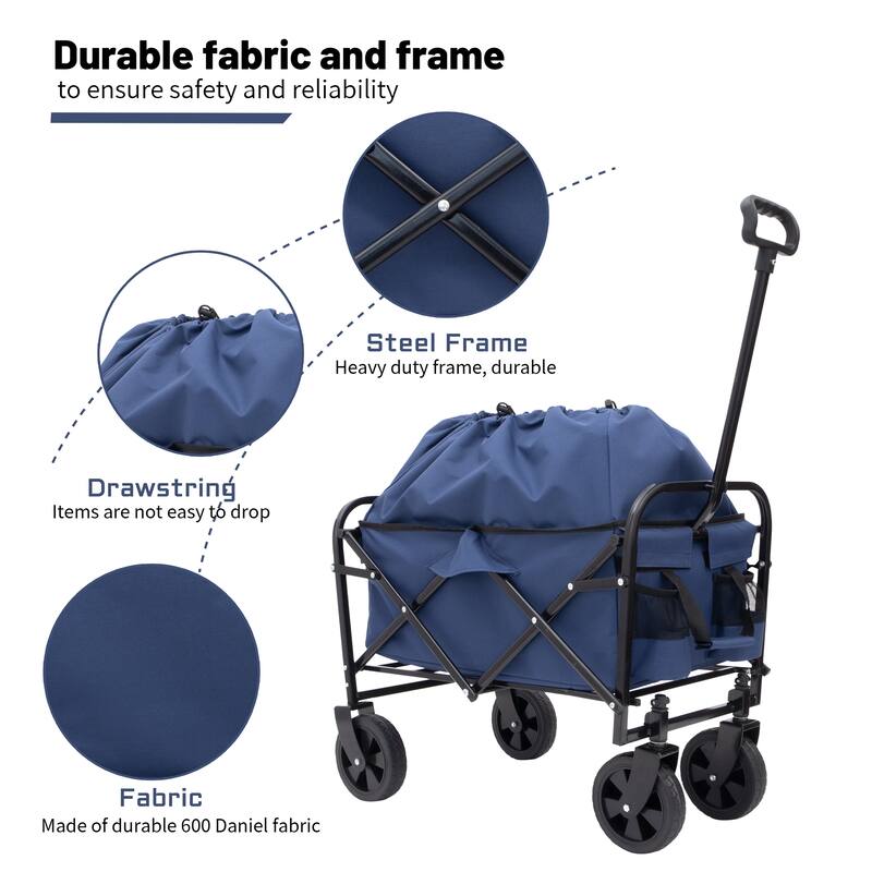 Multi-Use Foldable Wagon with 3 Liner Bags - Heavy Duty Utility Cart