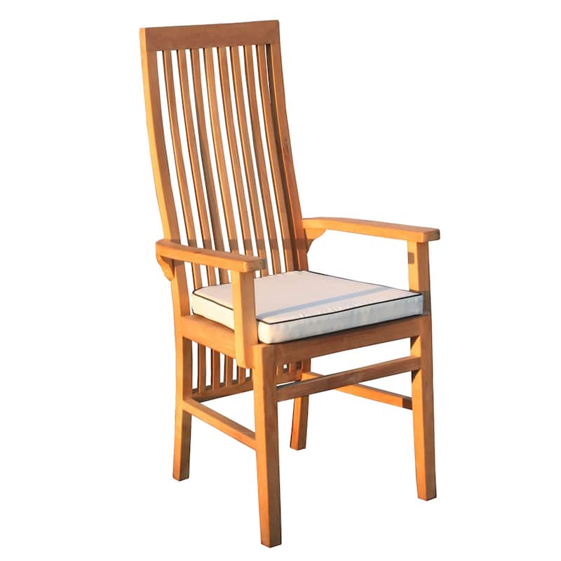 Chic Teak 9 Piece Rectangular Teak Wood West Palm Table/Chair Set With Cushions