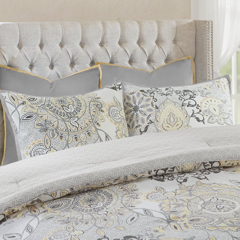 Madison Park Loleta 8 Piece Cotton Floral Printed Reversible Comforter Set
