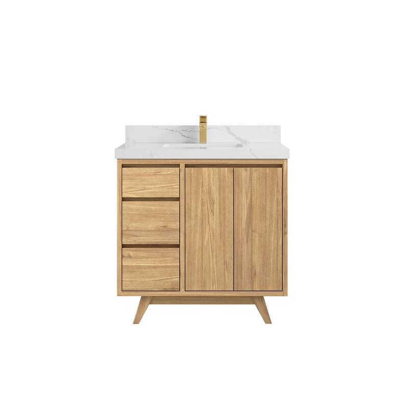 Willow Collections 36 in. W x 22 in. D Madison Teak Center Sink Bathroom Vanity with Countertop