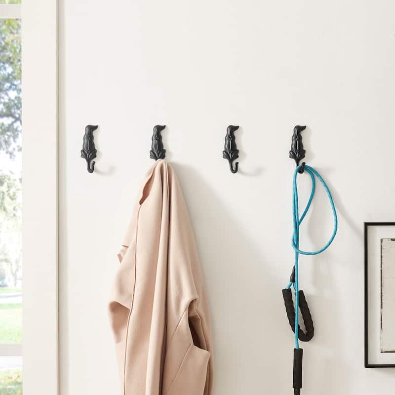 4 Piece Dog Wagging Tail Decorative Wall Hook Set