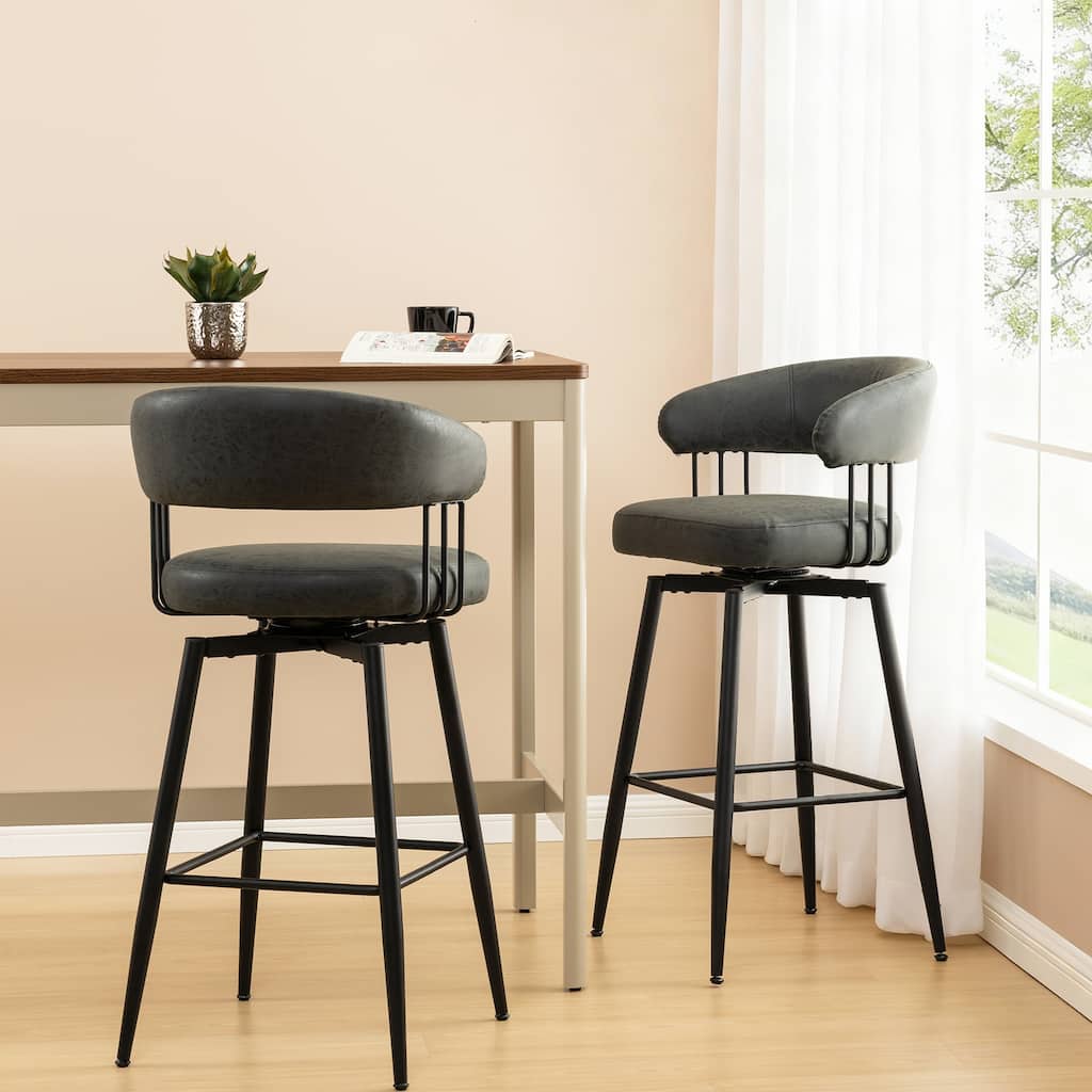 Glitzhome 26 or 31 Inches Modern Upholstered Swivel Counter Height Bar Stools