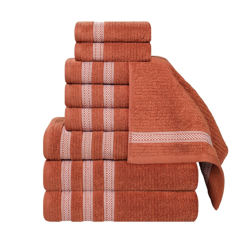 Superior Brea Zero Twist Cotton Ribbed Modern 9 Piece Bathroom Towel Set