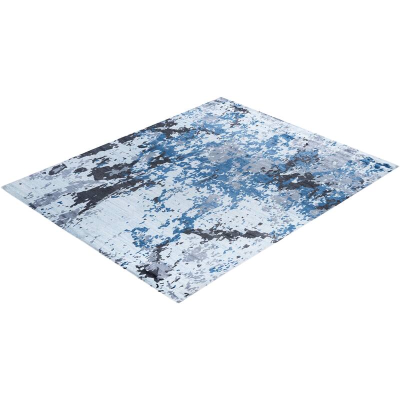 Modern One-of-a-Kind Hand-Knotted Area Rug, Blue - 8' 2" x 10' 2"