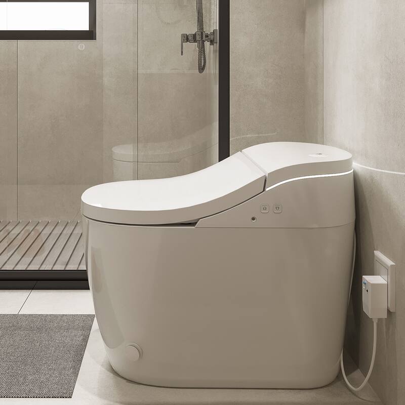 Vittuone Smart Bidet Toilet Combo with Clean Foam Shield Splash Proof,Uv Sterilization,Aroma Diffuser,Foot Sensor Operation