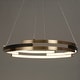 preview thumbnail 7 of 9, Modern Contemporary Black Gold Wheel Chandelier Integrated LED Round Pendant Light for Dining Room - 25.5" D x 63.5" H