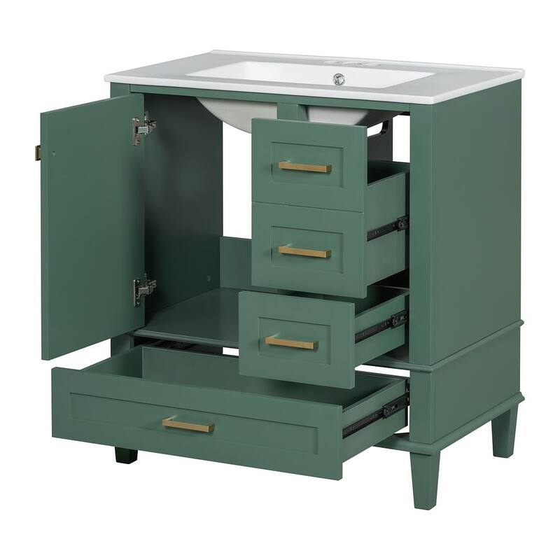 30" Bathroom Vanity With Sink, Solid Wood Bathroom Storage Cabinet