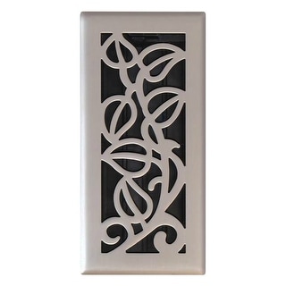 Bodenluftgitter Imperial – 10,2 X 25,4 Cm, Satiniertes Nickel, Mit Ranken-Design & Dämpfer