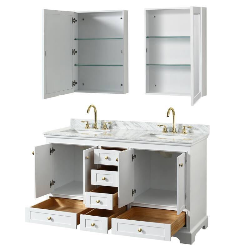 Wyndham Collection Deborah 60" Free Standing Double Vanity Set with