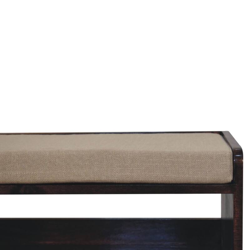 Artisan Furniture Solid Wood California Walnut bench with mud linen seat pad
