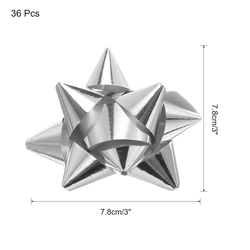 36pcs 3" Mini Star Gift Bows Metallic Christmas Bows for Gift Wrapping - Silver