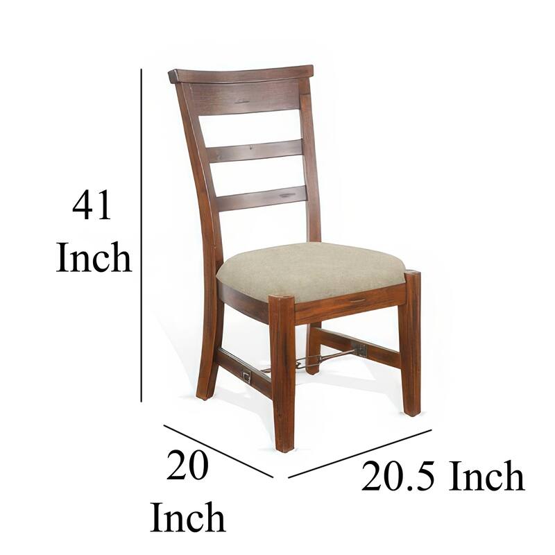 Reggie Side Dining Chair Set of 2, Ladderback, Beige, Brown Mahogany