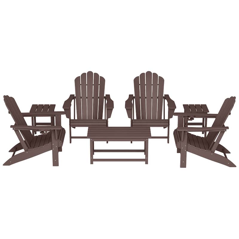 Aderson Outdoor Poly Adirondack Conversation Lounge 7-Piece Set - Dark Brown