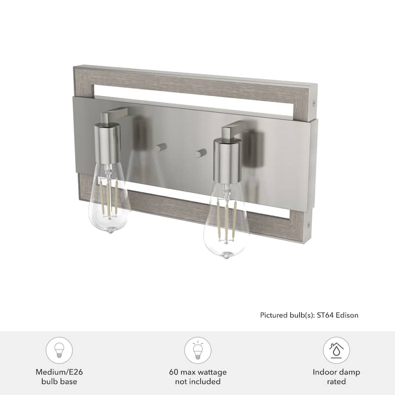 Hunter Woodburn Vanity Wall Light - Modern Farmhouse, Transitional, Rustic - Damp Rated!