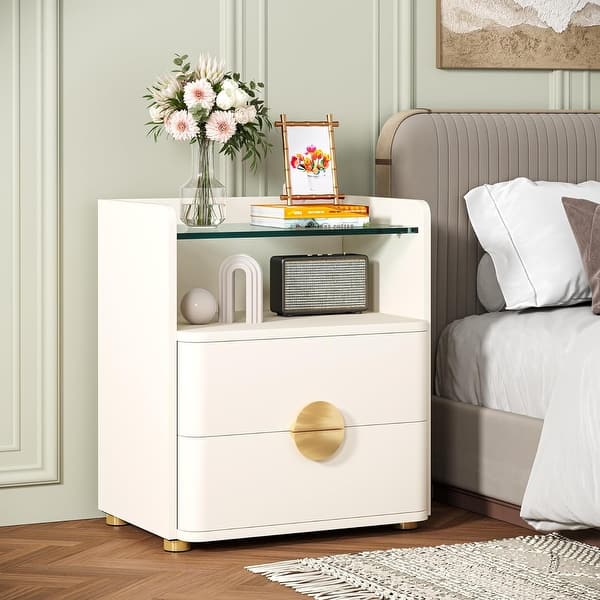 modern bedside dresser Morada Acacia Wood Epoxy Modern Nightstand with Drawer