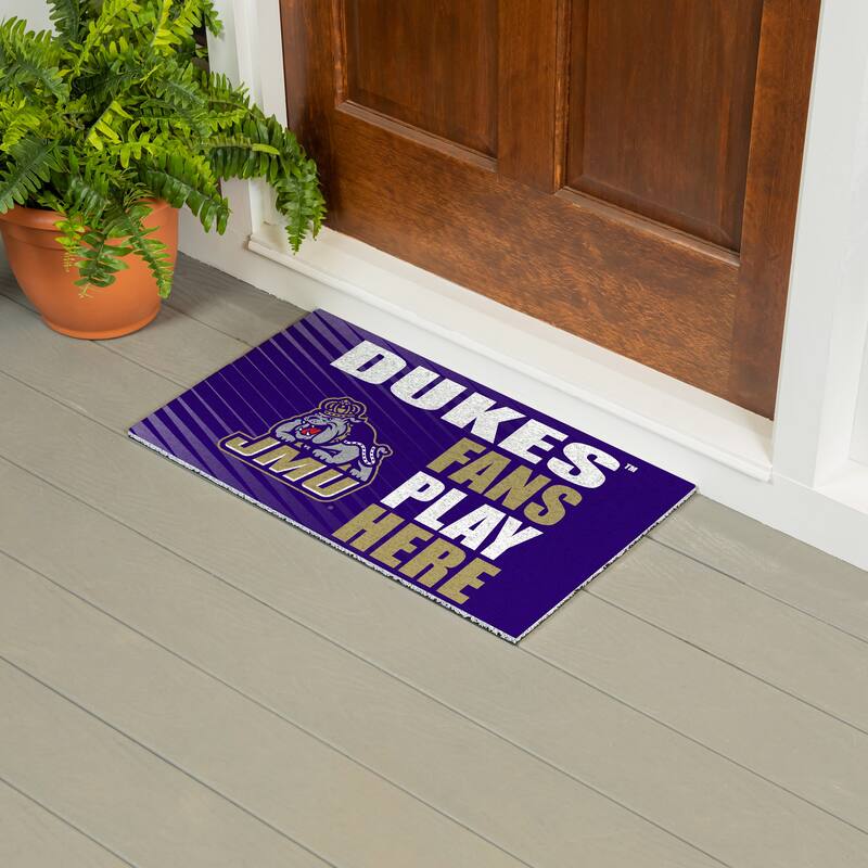 28 in. x 16 in. James Madison University "Fans Play Here" PVC Door Mat