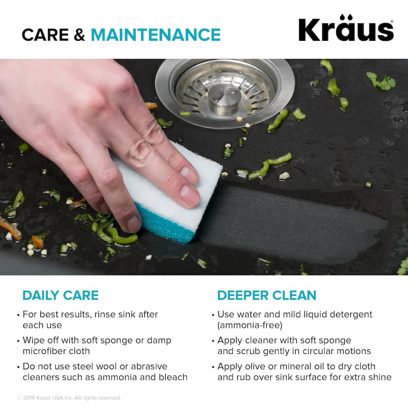 KRAUS Granite 24 inch 1-Bowl Undermount Drop-in Kitchen Sink