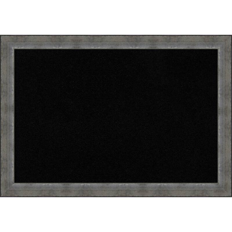 Forged Pewter Wood Framed Black Corkboard Bulletin Board