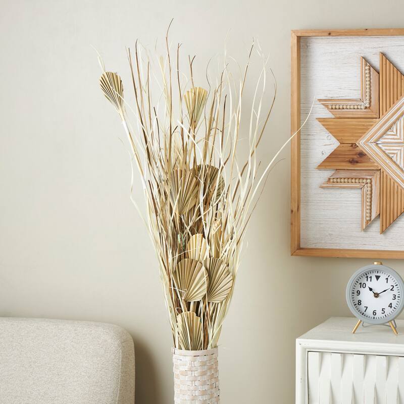 Brown Dried Plant Palm Leaf Home Decor Natural Foliage with Grass - Brown