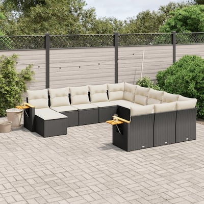 vidaXL Garden Sofa Set Black - 21.7 x 21.7 x 14.6 in