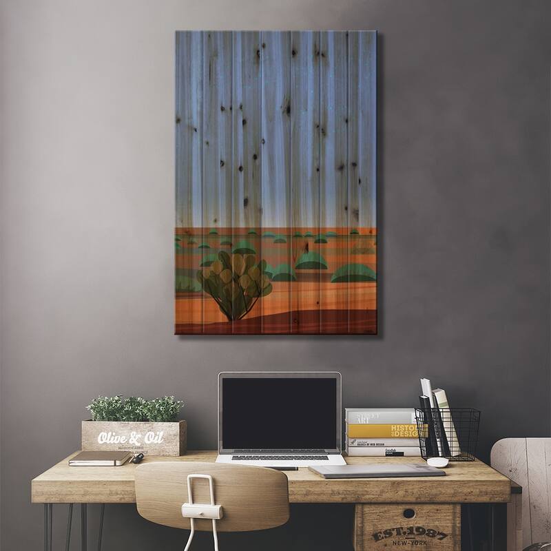 Desert Twilight Print On Wood by Charles Harker - Multi-Color