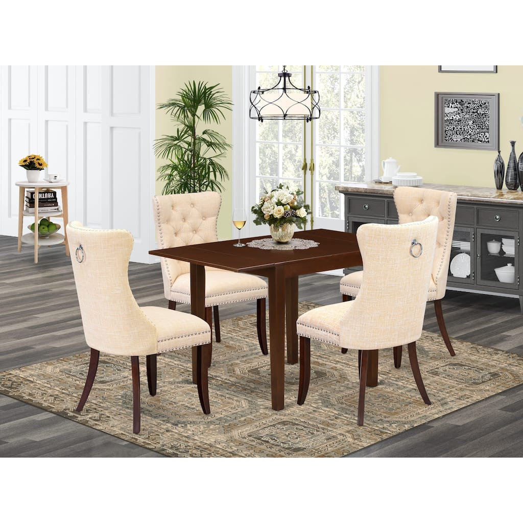 East West Furniture Dinette Set Consists of a Rectangle Dining Table and Padded Chairs, Mahogany (Pieces Options)