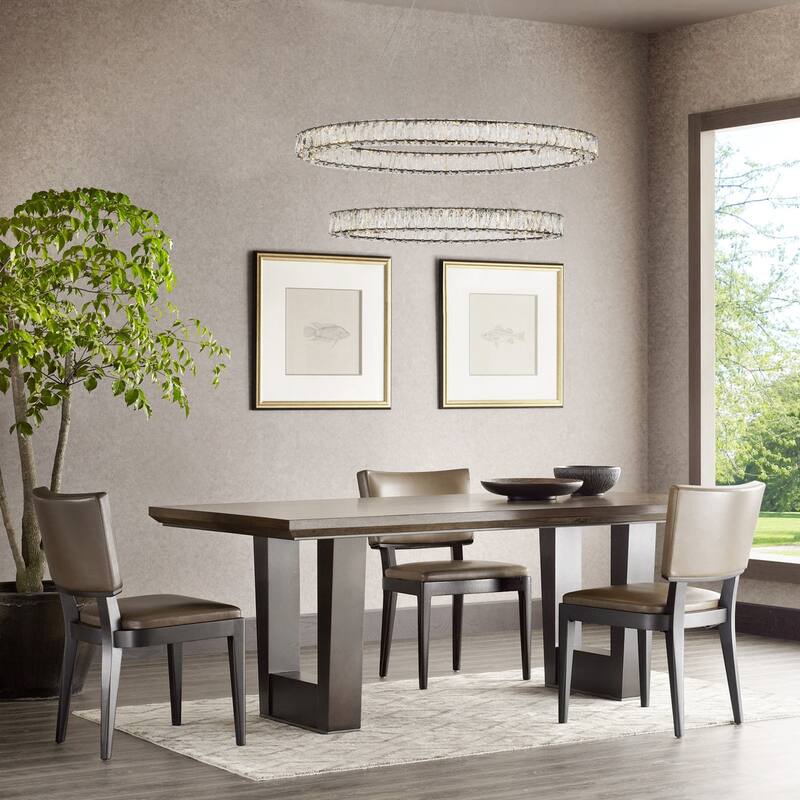 Indigo Home 40 inch LED oval double ring pendant in black