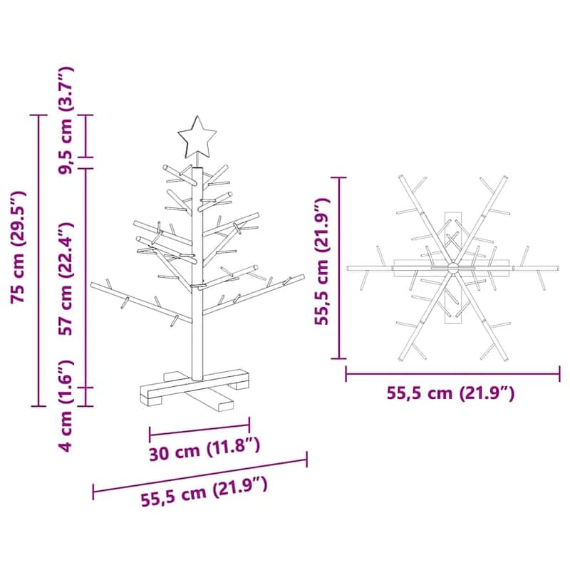 vidaXL Wooden Christmas Tree with Stand Natural/Brown Solid pine wood