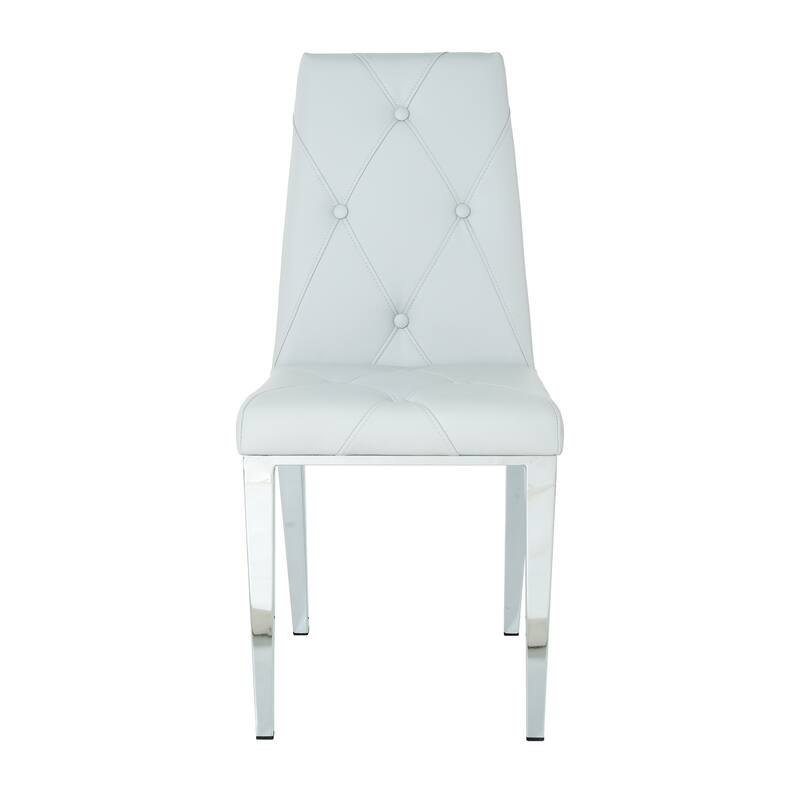 Modern Ergonomic PU 2 Piece Kitchen Dining Chair with Cushions, Soft High Back for Dining Room Kitchen Living Room Bedroom
