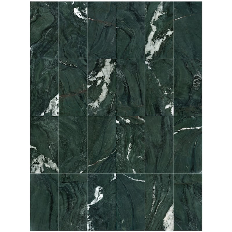 Roomfitters Natural Marble Tile for Wall and Floor, Polished Genuine Stone, 12x24 Marble Tile, 4-Piece Boxe, Green