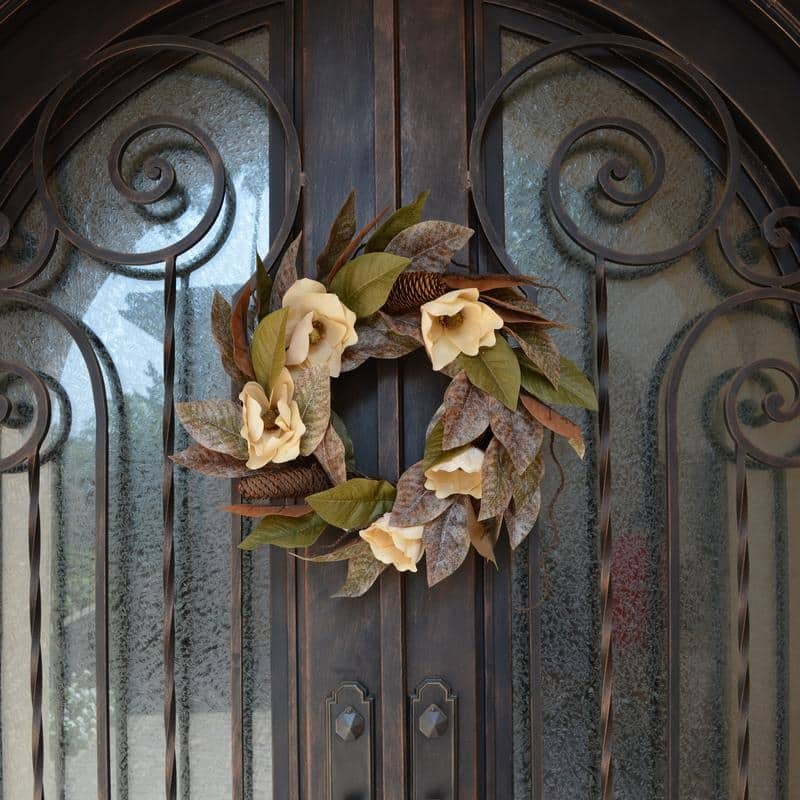Admired by Nature 24-inch Magnolia Pine Cone Wreath