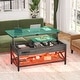 preview thumbnail 19 of 27, Lift Top Coffee Table with LED Lights and USB Port, Modern Farmhouse Convertible Dining Table