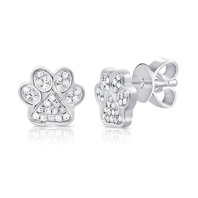 Joelle Collection Diamond Dog Paw Studs Earrings 14K Gold 1/8ct TDW - White