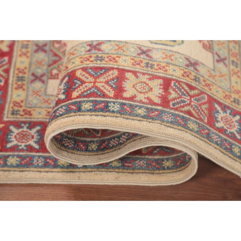 Geometric Kazak Foyer Rug Hand-Knotted Oriental Wool Carpet - 2'9" x 4'3"